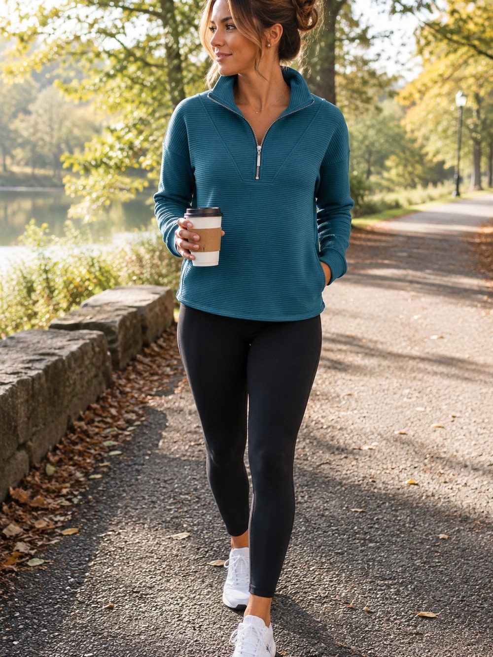 Kinesis XS Teal Textured Quarter Zip Pullover Active Stretch Mock Neck Top